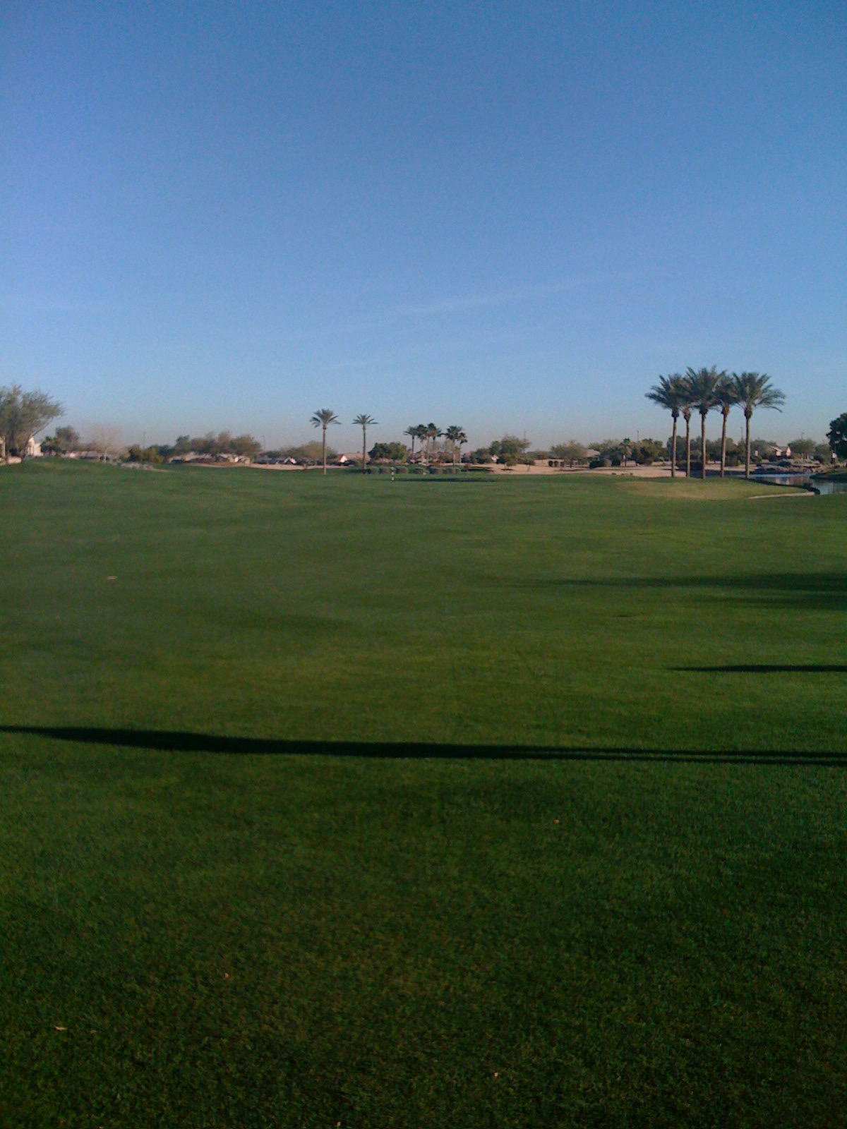 Empty fairway at golden hour